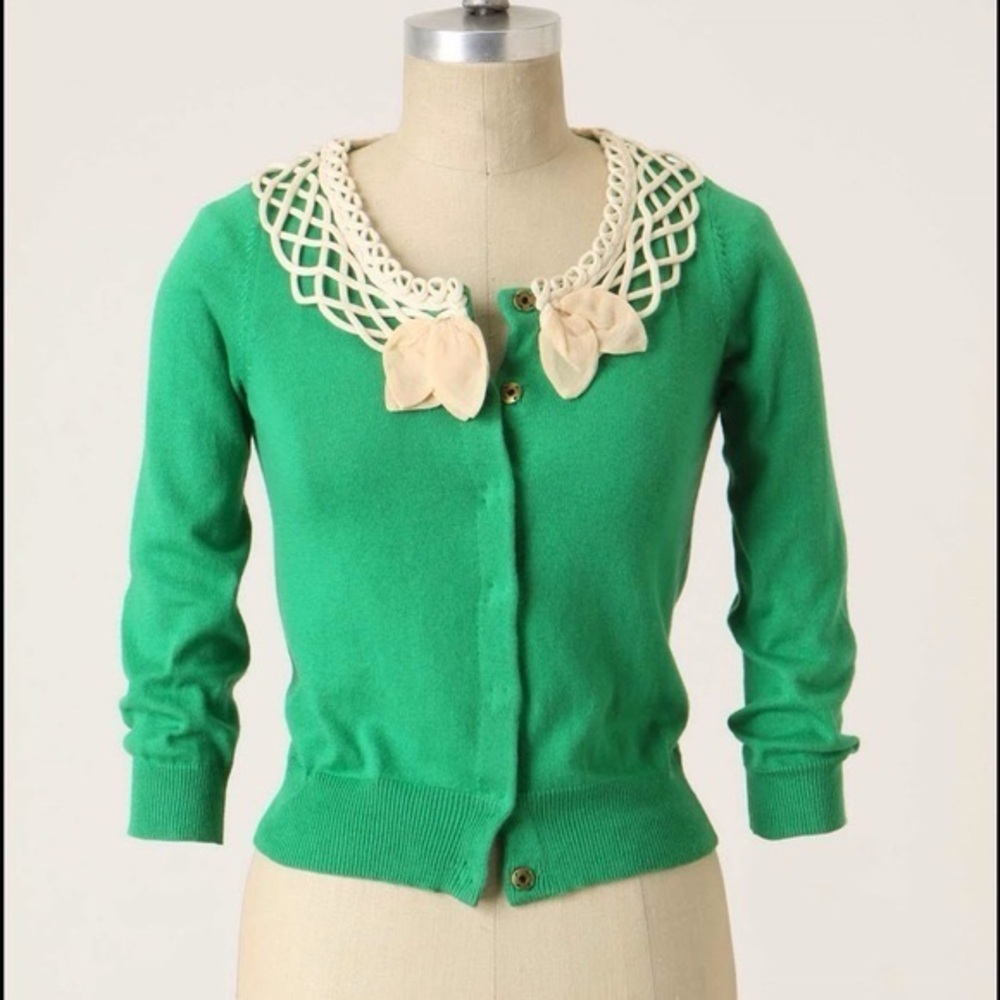 Anthropologie Blooming Lattice Cardigan